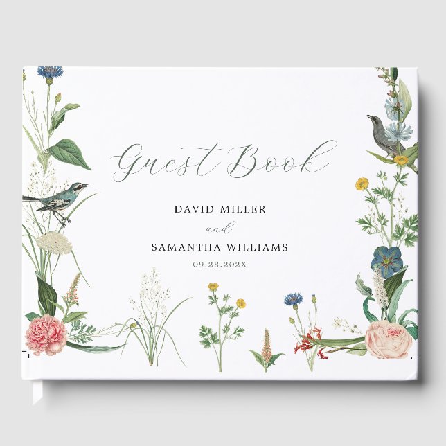 Secret Garden Wildblumen Rahmen Wedding Gästebuch (Vorderseite)