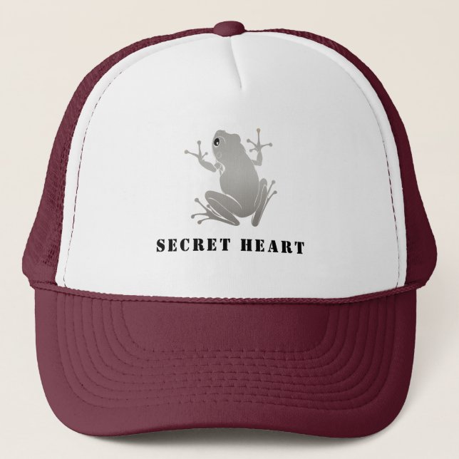 Secret Heart Silver Frog Custom Text Trucker  Truckerkappe (Vorderseite)