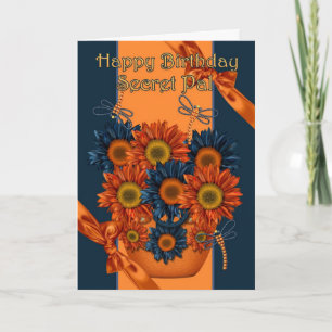 Secret Pal Birthday Card - Sonnenblume und Libelle Karte