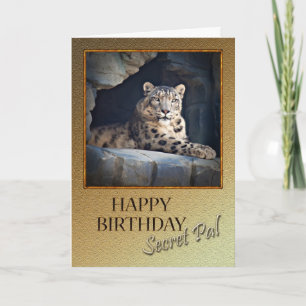Secret Pal Geburtstag mit Schneeleopard Karte