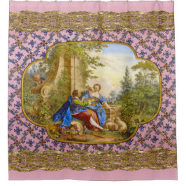 Secret Romanum Barock Girly Französisches Muster Duschvorhang