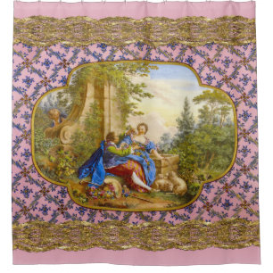 Secret Romanum Barock Girly Französisches Muster Duschvorhang