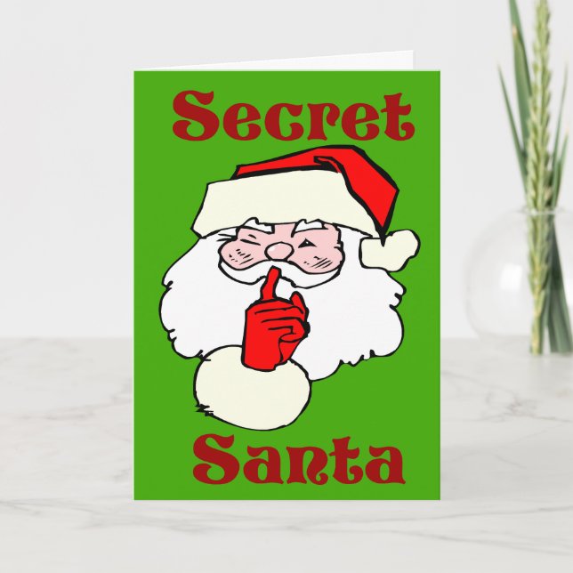 Secret Santa auf Christmas Green Feiertagskarte (Vorderseite)