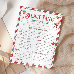 Secret Santa Christmas Geschenk-Austausch Fragebog