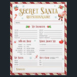 Secret Santa Christmas Geschenk-Austausch Fragebog Flyer<br><div class="desc">Mit diesem Secret Santa Questionnaire können Sie Geschenke leicht machen! Entdecken Sie perfekte Geschenkideen und sorgen Sie für Spaß beim Urlaubstauschen.</div>