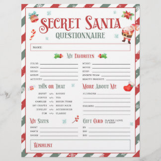 Secret Santa Christmas Geschenk-Austausch Fragebog Flyer