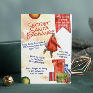 Secret Santa Christmas Party Moderne Wasserfarbe Einladung