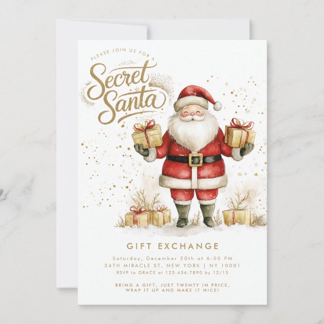 Secret Santa Gift Exchange Swap Weihnachten Einladung (Vorderseite)