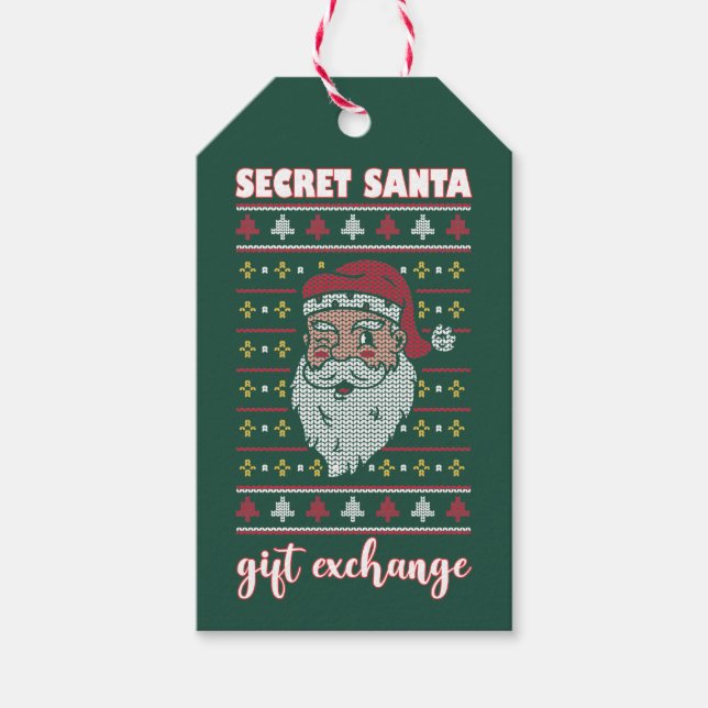 Secret Santa Gift Exchange Sweater Holiday Favor Geschenkanhänger (Vorderseite)