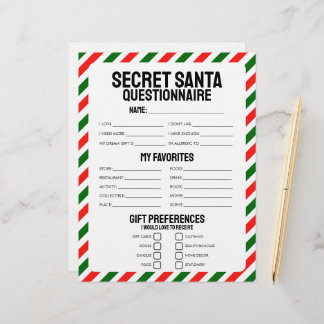 Secret Santa Gift Questionnaire
