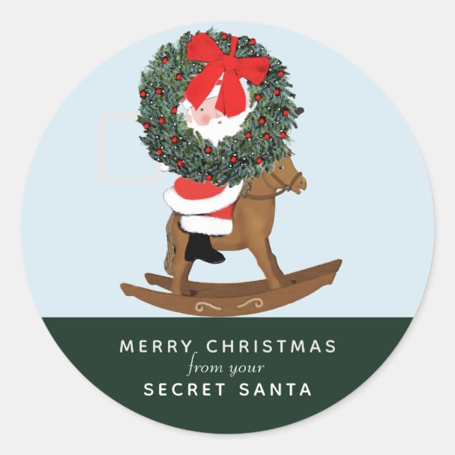 Secret Santa Gift Tag Classic Round Aufkleber (Vorderseite)
