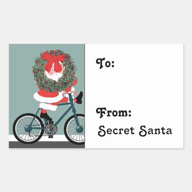 Secret Santa Gift Tag Rechteckige Aufkleber (Vorderseite)