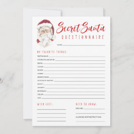 Secret Santa Questionnaire Gift Exchange Party Mitteilungskarte