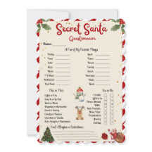 Secret Santa Questionnaire Holiday Geschenk Weihna