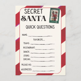 Secret Santa Questionnaire Karten