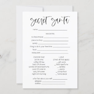 Secret Santa Questionnaire Weihnachtsspiele Spaß Einladung