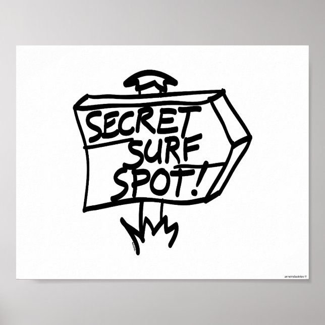Secret Surf Spot Sign Poster (Vorne)