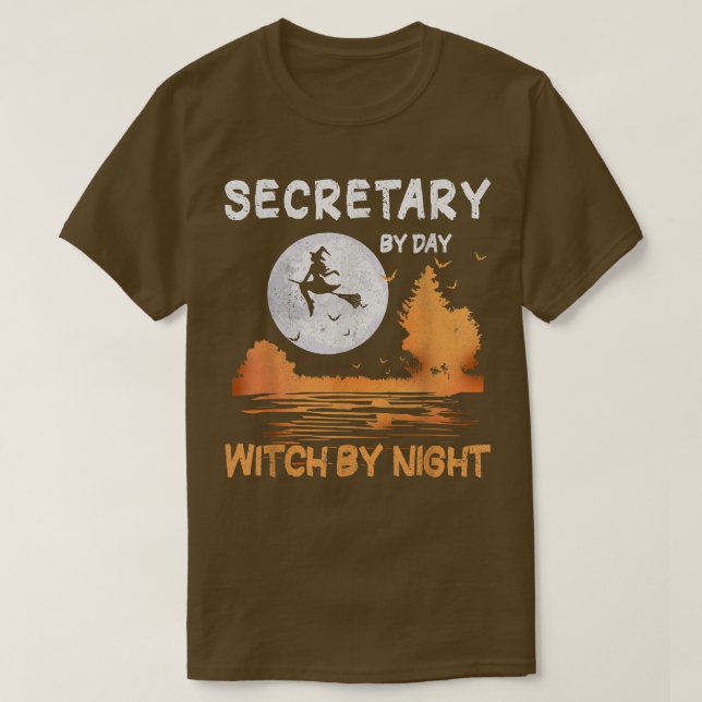 Secretary By Day Witch By Night Women Halloween 74 T-Shirt (Design vorne)