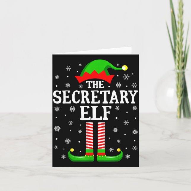 Secretary Elf Funny Christmas Family Matching  Karte (Vorderseite)