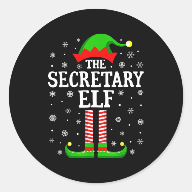 Secretary Elf Funny Christmas Family Matching  Runder Aufkleber (Vorderseite)