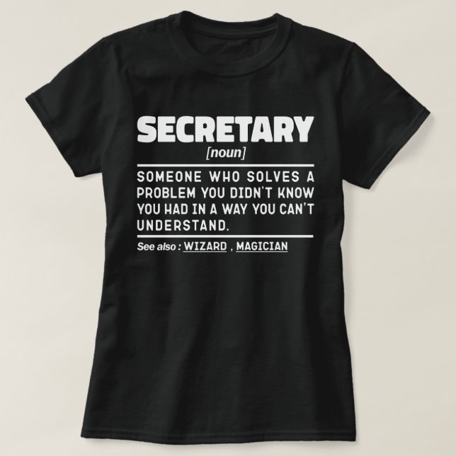 Secretary Noun Definition Business Assistant Niedl T-Shirt (Design vorne)