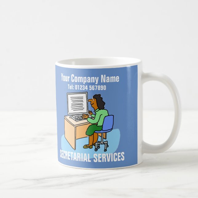 Secretary Working in Office Cartoon Kaffeetasse (Rechts)