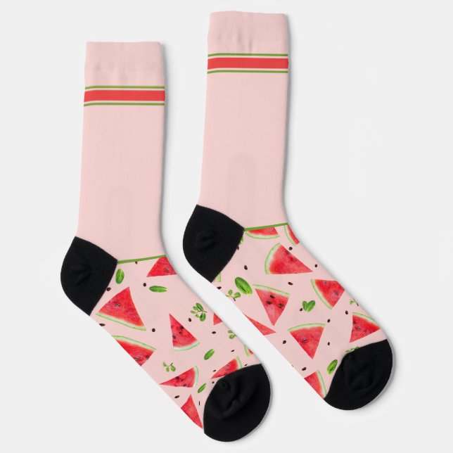 Secretly Wild Watermelon Slices on Mild Pink Socken (Rechts)
