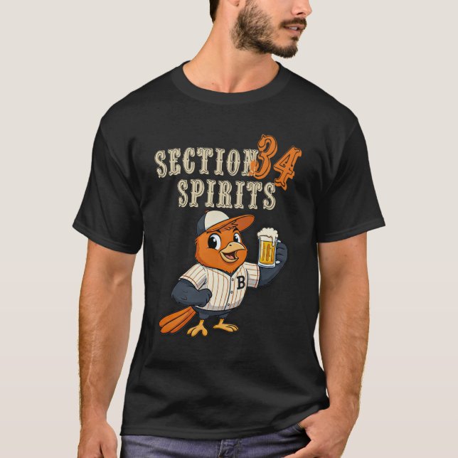 Section 34 Spirits Baseball Kunst T-Shirt (Vorderseite)