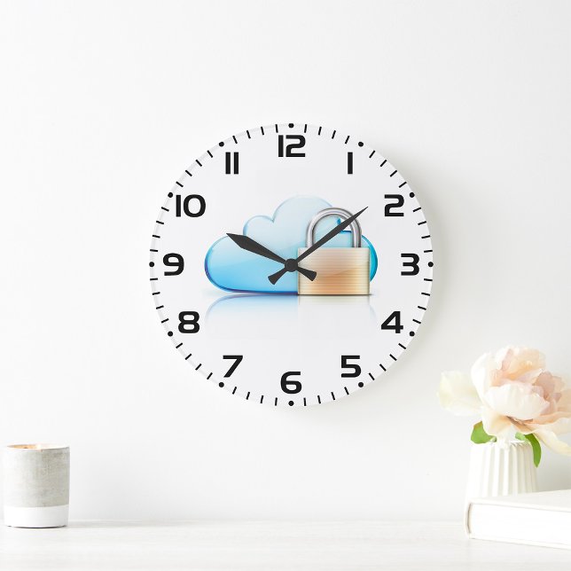 Secure Cloud Storage Icon with Padlock Große Wanduhr (Von Creator hochgeladen)