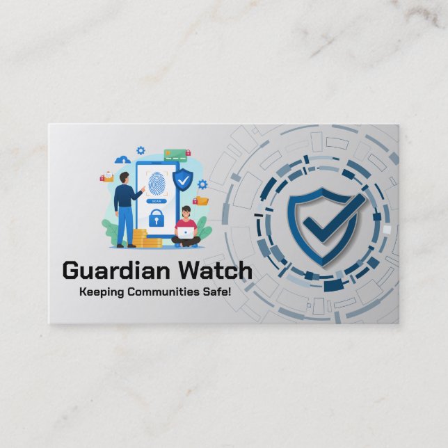 Security Fingerprint Scan Graphics | Technologie Visitenkarte (Vorderseite)