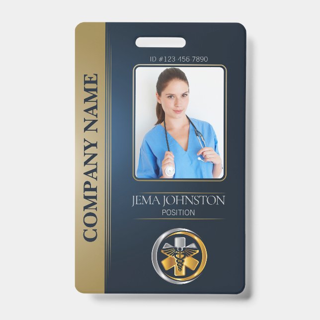 Security ID Mitarbeiter Foto QR Code Blau & Silber Ausweis (Vorderseite)