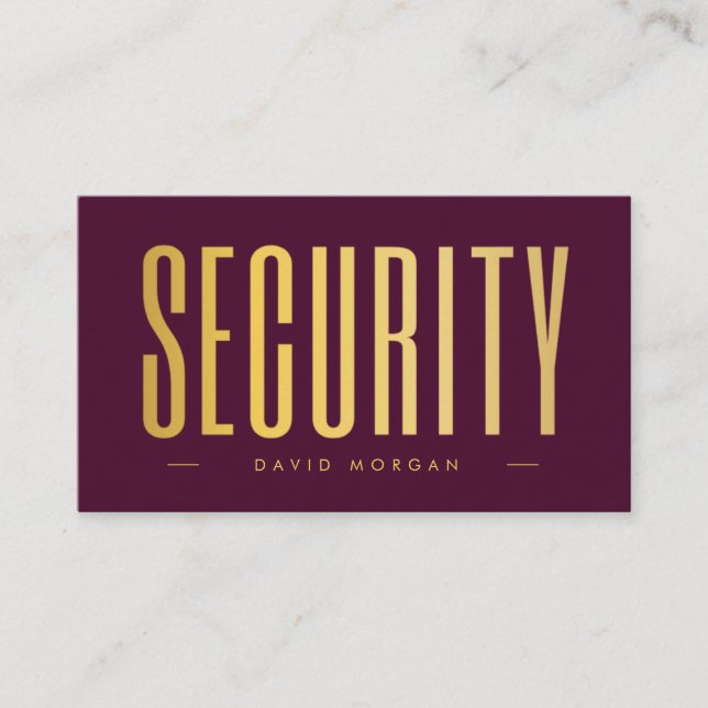 Security QR Code Logo Burgundy And Gold  Visitenkarte (Vorderseite)