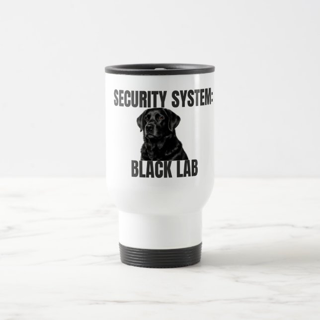 Security System Black Lab Travel Mug Reisebecher (Mittel)