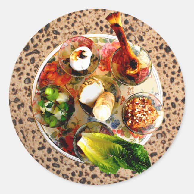 Seder Plate & Matazah Runder Aufkleber (Vorderseite)
