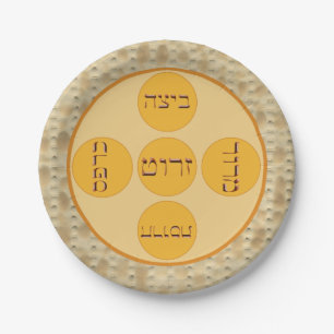 Seder Plate mit Matzoh Border Pappteller
