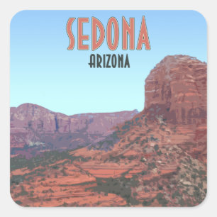 Sedona Arizona Bell Rock Canyon Vintage Quadratischer Aufkleber