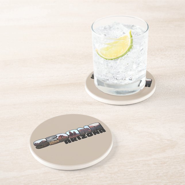 Sedona Arizona Big Letter - Bergblick Getränkeuntersetzer (Seite)