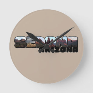 Sedona Arizona Big Letter - Bergblick Runde Wanduhr