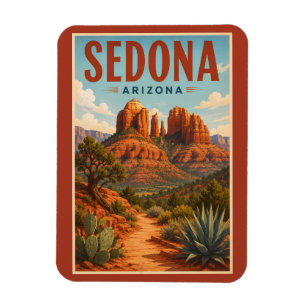 Sedona Arizona Cathedral Rock Illustration Reise Magnet