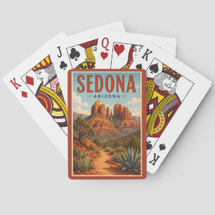 Sedona Arizona Cathedral Rock Illustration Reise Spielkarten