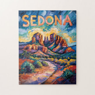 Sedona Arizona Cathedral Rock Van Gogh Vibrant Art Puzzle