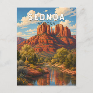 Sedona Arizona Illustration Reise Kunst Vintage Postkarte