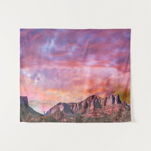 SEDONA ARIZONA Red Rock Sunset Tapestes Wandteppich (Vorderseite (Horizontal))