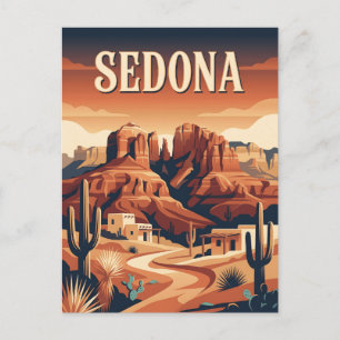 Sedona Arizona Red Rock Wüsten Retro-Reiseposter Postkarte