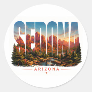 Sedona Arizona Reise Roter Fels Wüstenlandschaft Runder Aufkleber