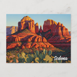 Sedona Arizona Reise Vintage Kaktus Postkarte
