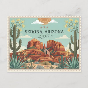 Sedona Arizona Reise Vintage Rote Felsen Feiertagspostkarte