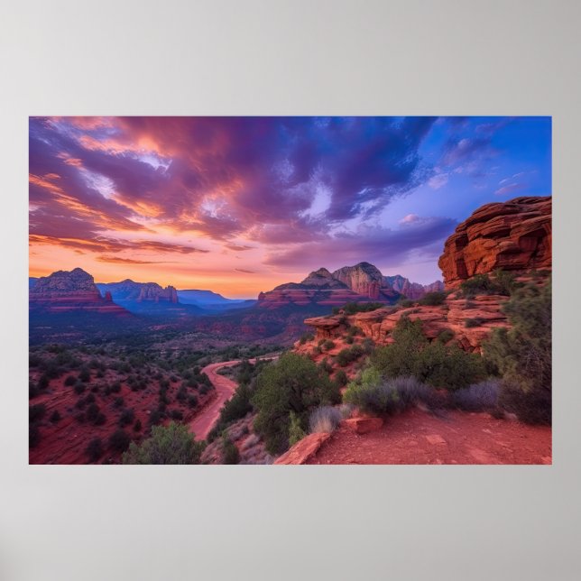 Sedona Arizona Rote Felsen Natur Schöner Sonnenunt Poster (Vorne)