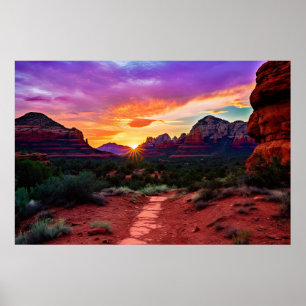 Sedona Arizona Rote Felsen Natur Schöner Sonnenunt Poster