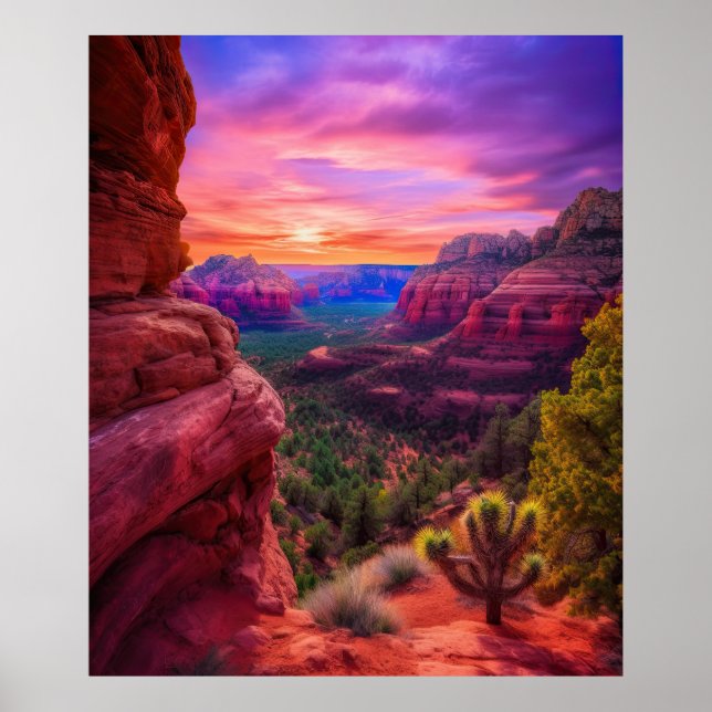 Sedona Arizona Rote Felsen Natur Schöner Sonnenunt Poster (Vorne)